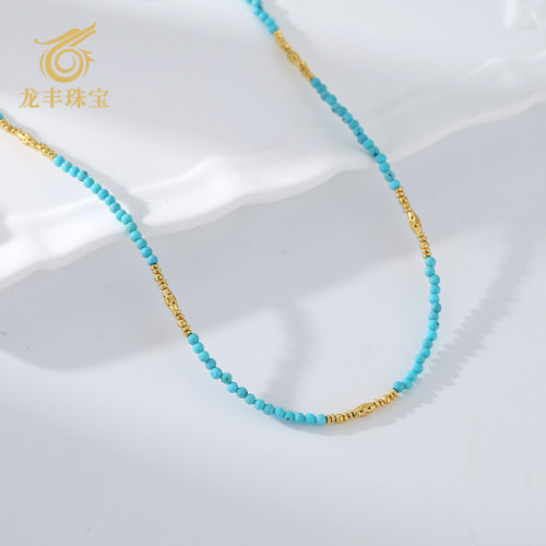 正品天然绿松石圆珠diy女款项链