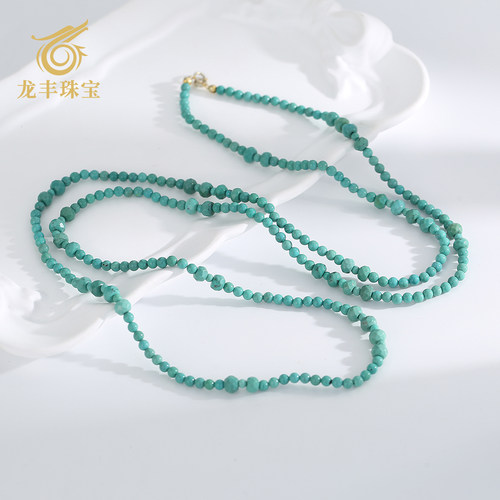 绿松石圆珠切角珠diy项链女款