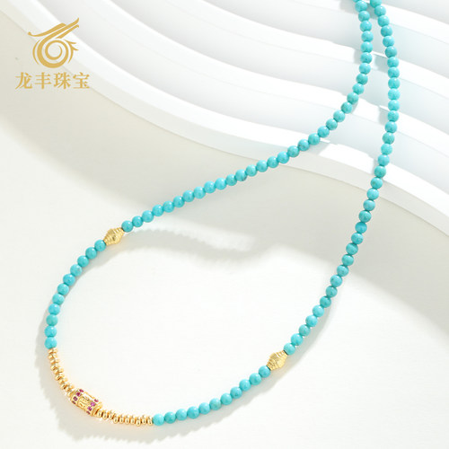 正品天然绿松石圆珠diy女款项链