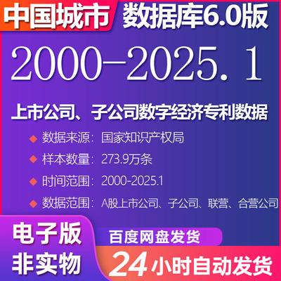 上市公司、子公司数字经济专利数据（2000-2025.1）
