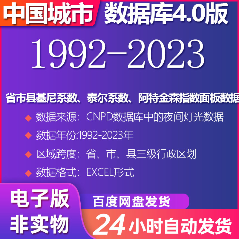 省市县基尼系数、泰尔系数、阿特金森指数面板数据（1992-2023)