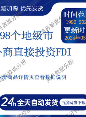 298个地级市-外商直接投资FDI（1996-2023年）