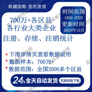 700万各区县-各行业大类企业注册、存续、注销统计(1950-2022)
