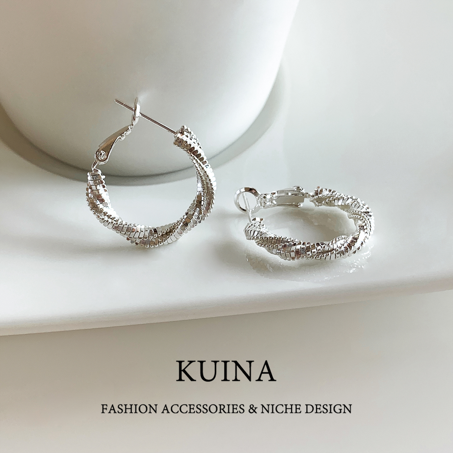 麻花圈圈高级感耳扣耳环