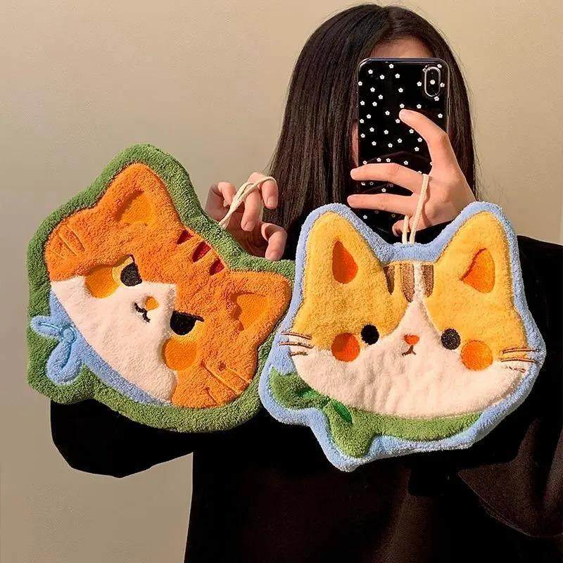可爱猫咪擦手巾儿童家用厨房化妆室卡通擦手擦脚速干 干吸水毛巾