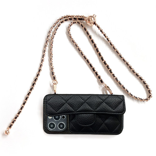 适用三星S24FE手机壳S23Ultra小香风S30Plus插卡套S20斜跨链GalaxyS22+零钱包s23FE荔枝纹5G小众s21菱格潮流