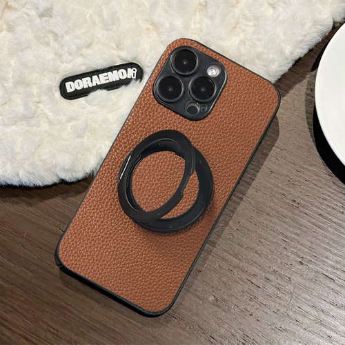 坎宁安适用于iphone17ProMax手机壳苹果16旋转15支架14plus商务ip16e折叠11皮质XR荔枝纹7/8P小众防摔保护套