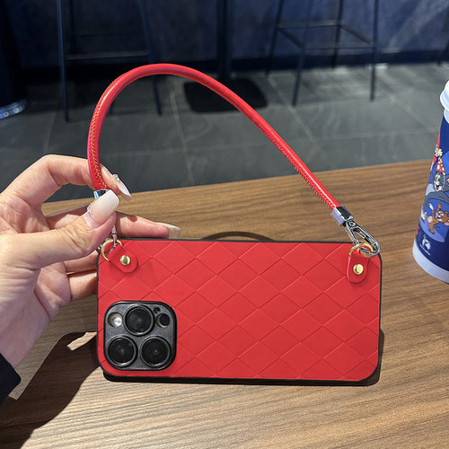 坎宁安适用于三星S24FE手机壳S25Ultra小香风S30Plus手提绳S20结婚GalaxyS22+喜庆s23FE菱格5G小众s21保护套