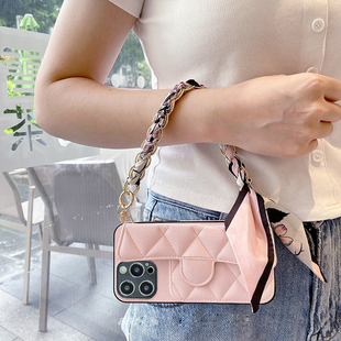 适用三星S24Ultra手机壳S23手提包S22 a35零钱包S20小香风潮 插卡套S21FE丝巾A55防摔a34春夏A60s欧美a25时尚