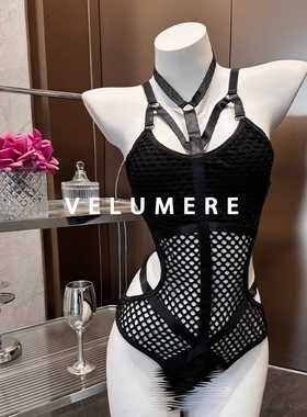 雾岛「炼乳契约」性感挂脖吊带纯欲蕾丝透气睡裙辣妹连体衣