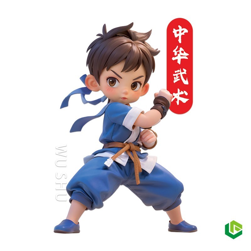 中华武术卡通人物静电玻璃装饰贴画武术馆M道培训班橱窗背景墙贴图片
