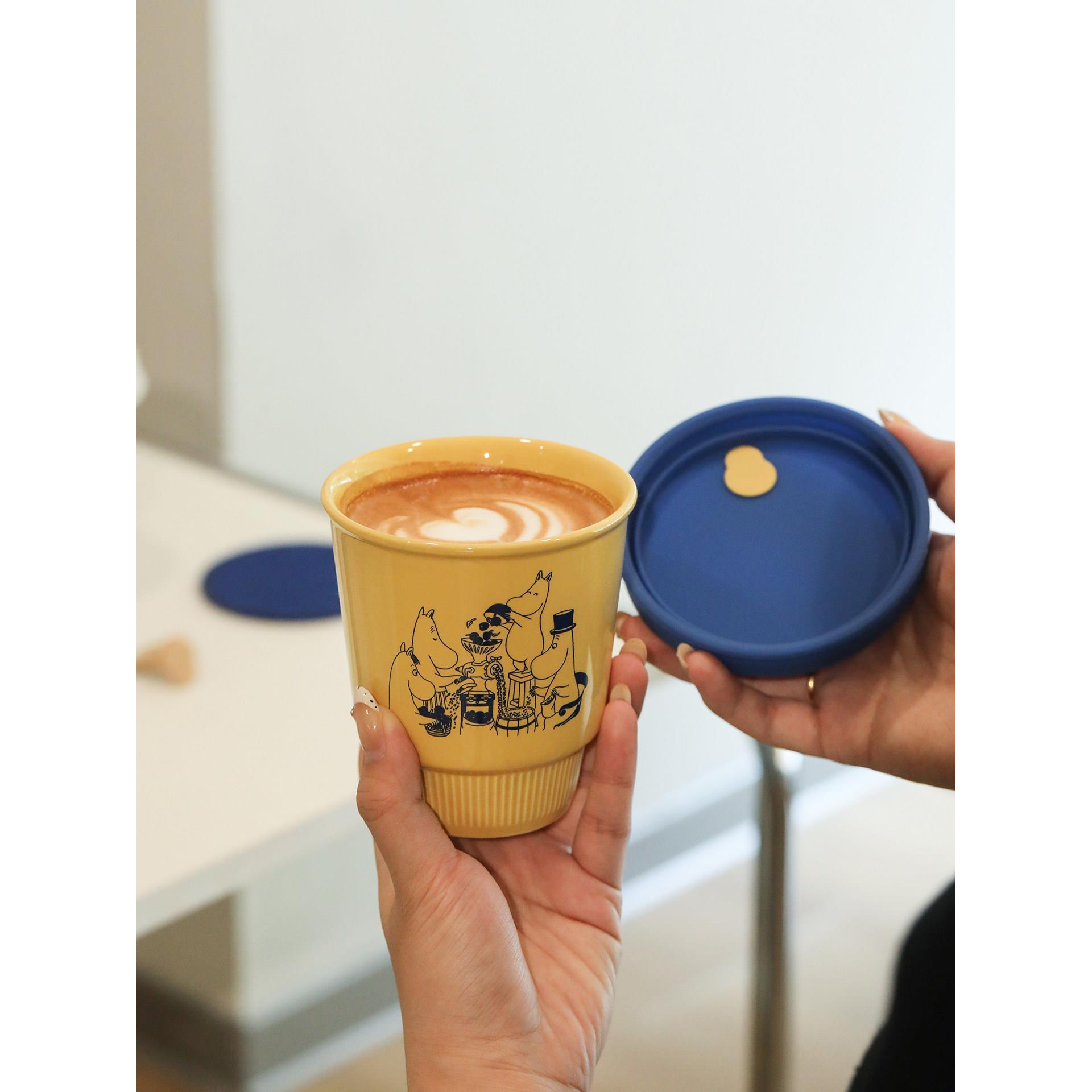 蓝莲花家居moomin姆明陶瓷咖啡杯瓷杯随行杯子带盖外带便携马克杯
