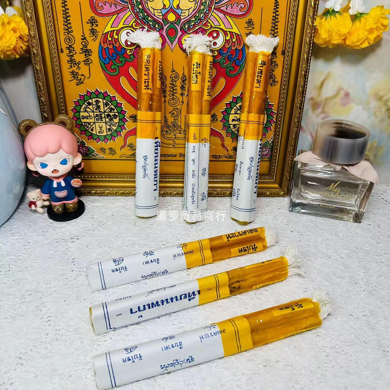 泰国si庙蜡烛特色手工蜡烛古巴阿哩雅查蜡烛蜂蜜蜡烛一套三支蜡烛