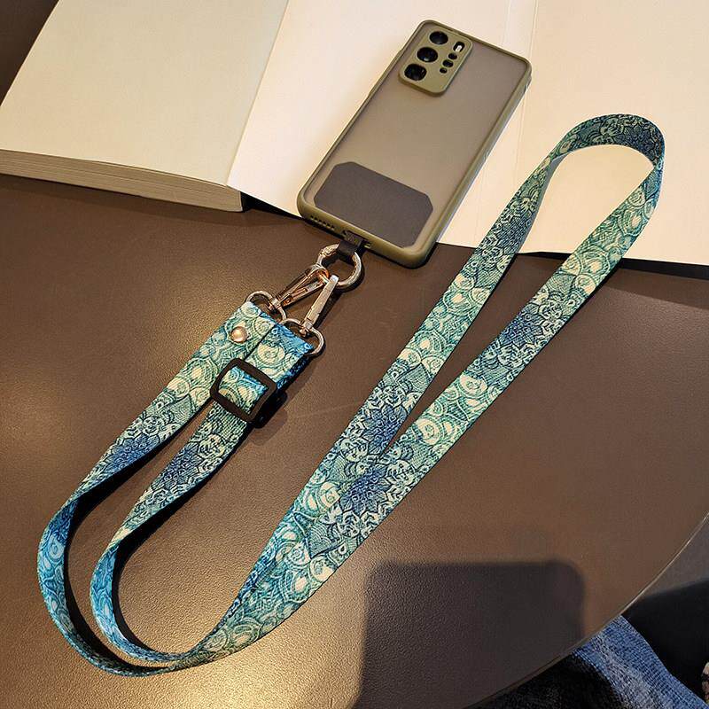 复古花纹绳子手机挂绳斜挎男女可背加长挂脖吊绳可调节手机链结实