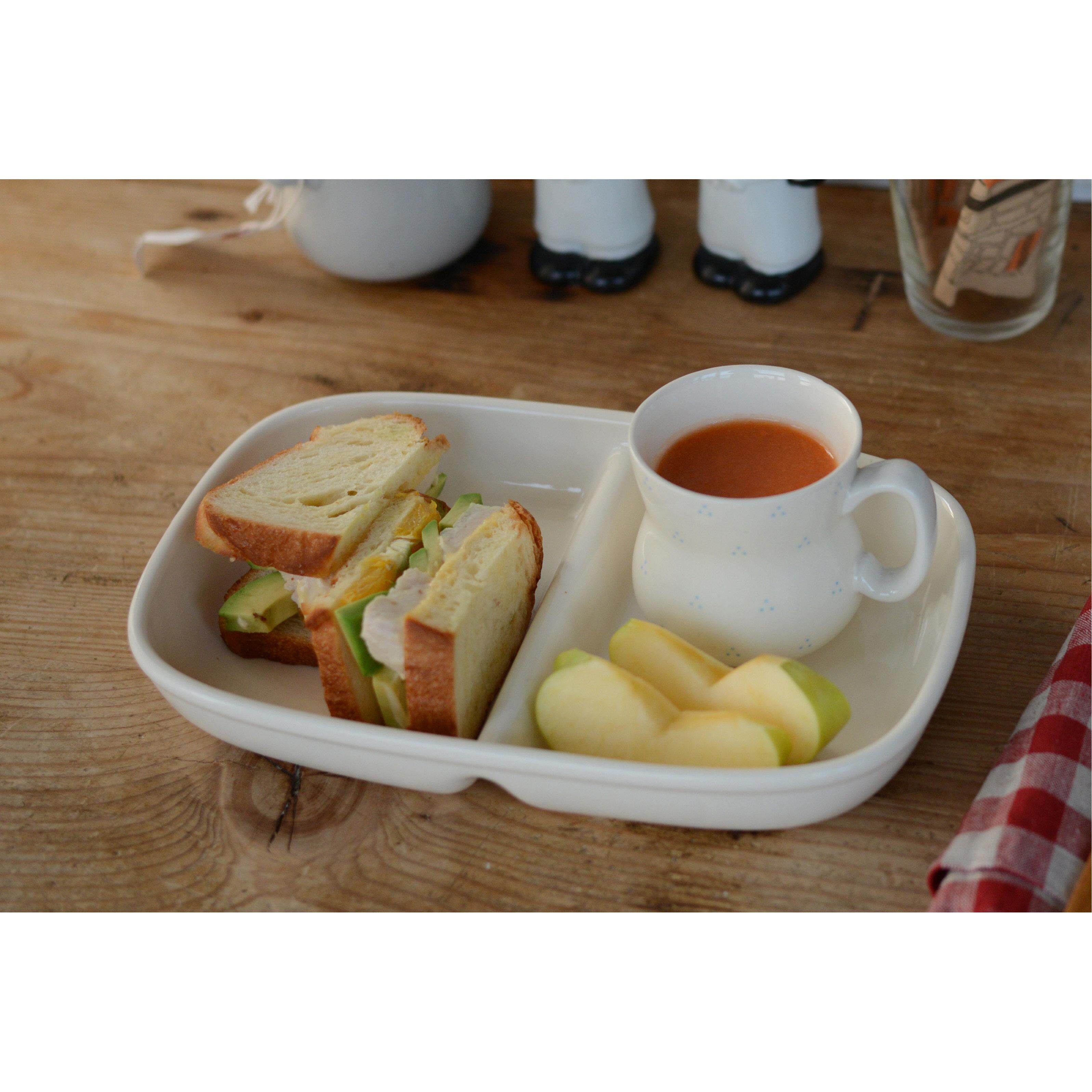 包邮日本制Studio M'白陶瓷点心分隔餐盘下午茶零食水果甜品碟
