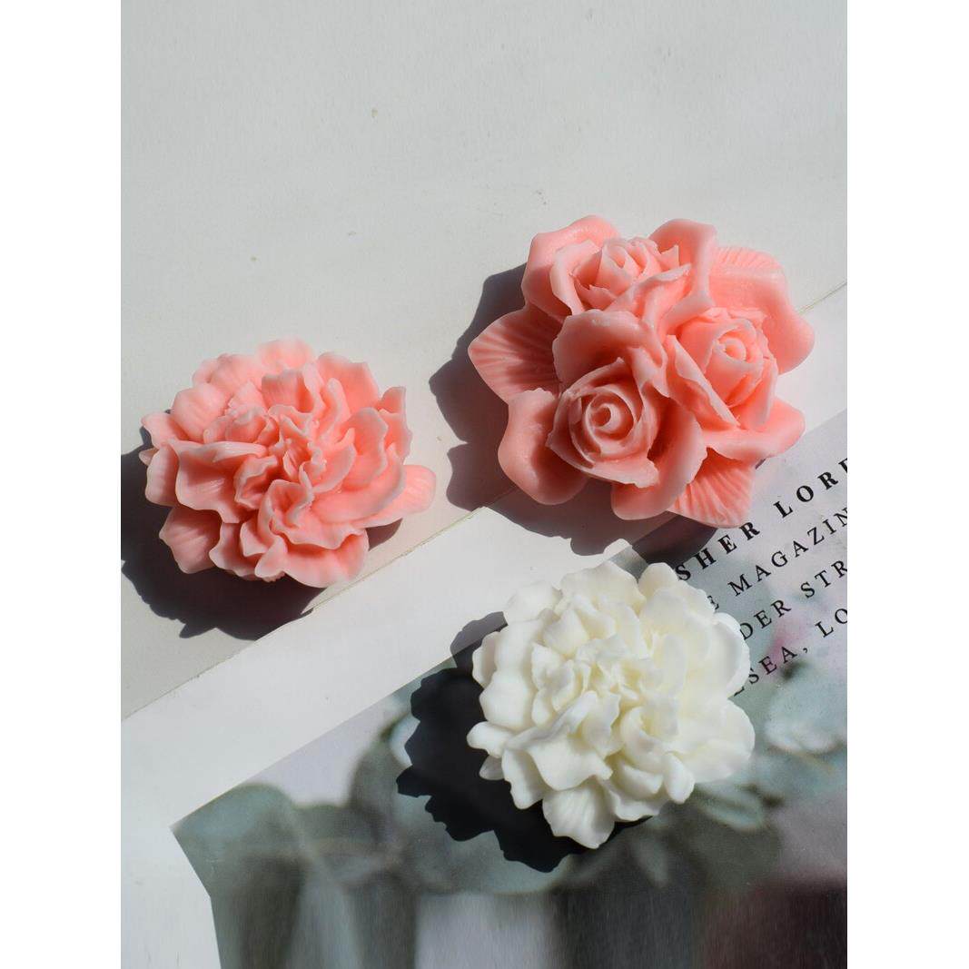 玫瑰花康乃馨香薰蜡烛硅胶模具 手工diy花朵冰块慕斯蛋糕装饰摆件