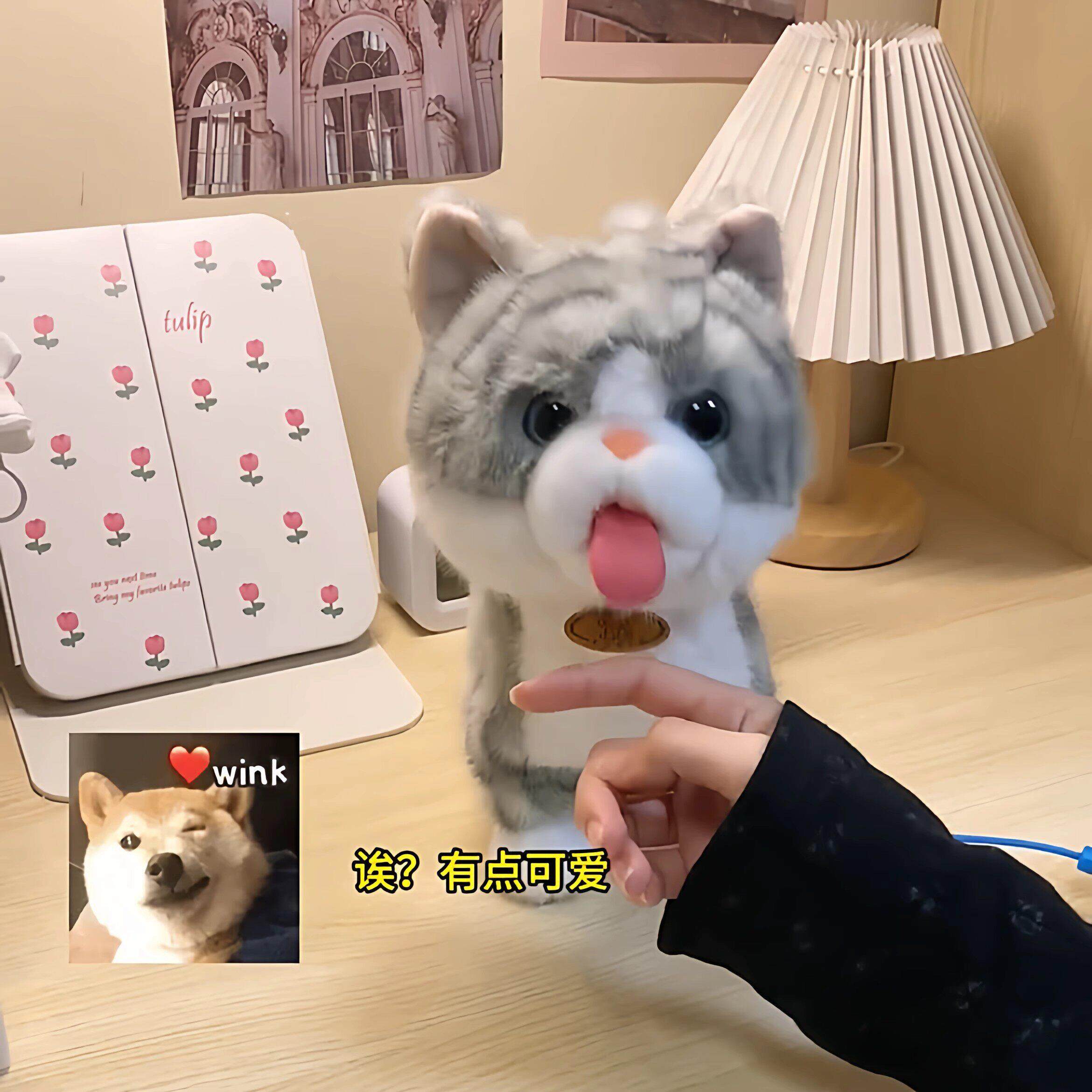 【舔舌头小猫咪】可爱小猫毛绒玩偶仿真互动公仔会唱歌摆尾小玩具
