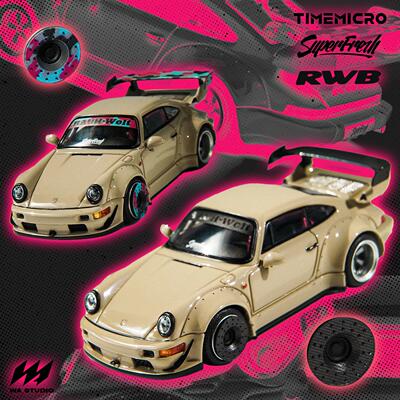 TimeMicro|PSC车舍1:64 964RWB 米色合金汽车模型壹号站台摆件