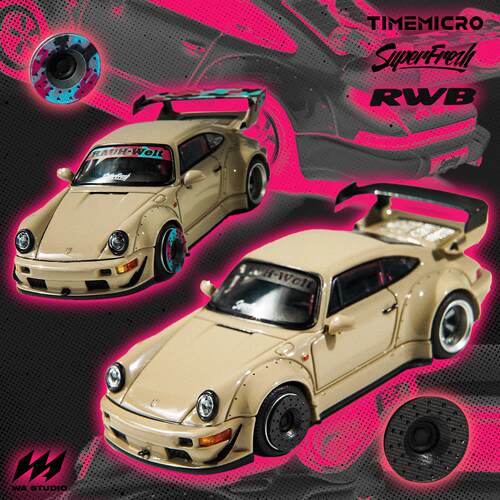 TimeMicro|PSC车舍1:64 964RWB 米色合金汽车模型壹号站台摆件