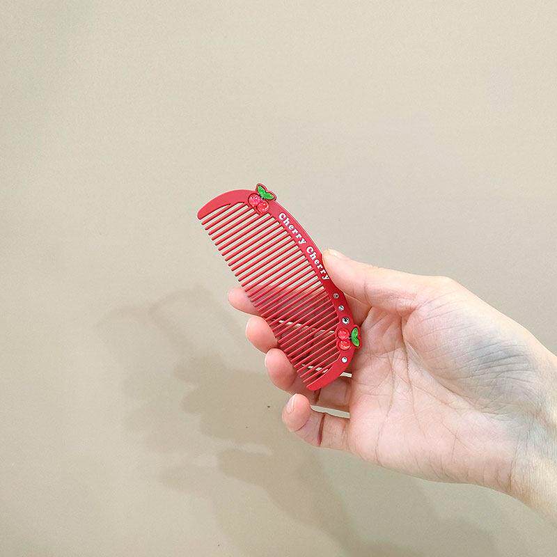 可爱小号便携梳子锌合金金属顺发梳女生随身精致樱桃美发梳刘海梳