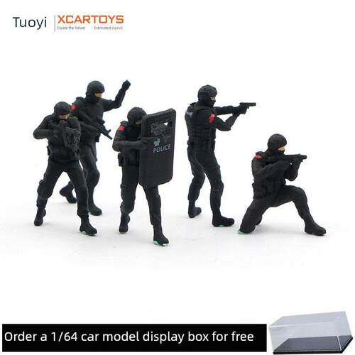 拓意1/64特警警察人偶套装仿真男孩玩具沙盘场景道具公仔微缩模型