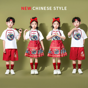 儿童大合唱团演出服小学生中国风啦啦队舞蹈服女童马面裙表演服装
