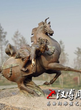 打马球人物雕塑户外小品玻璃钢仿铜古代少女人物景观广场铜雕定