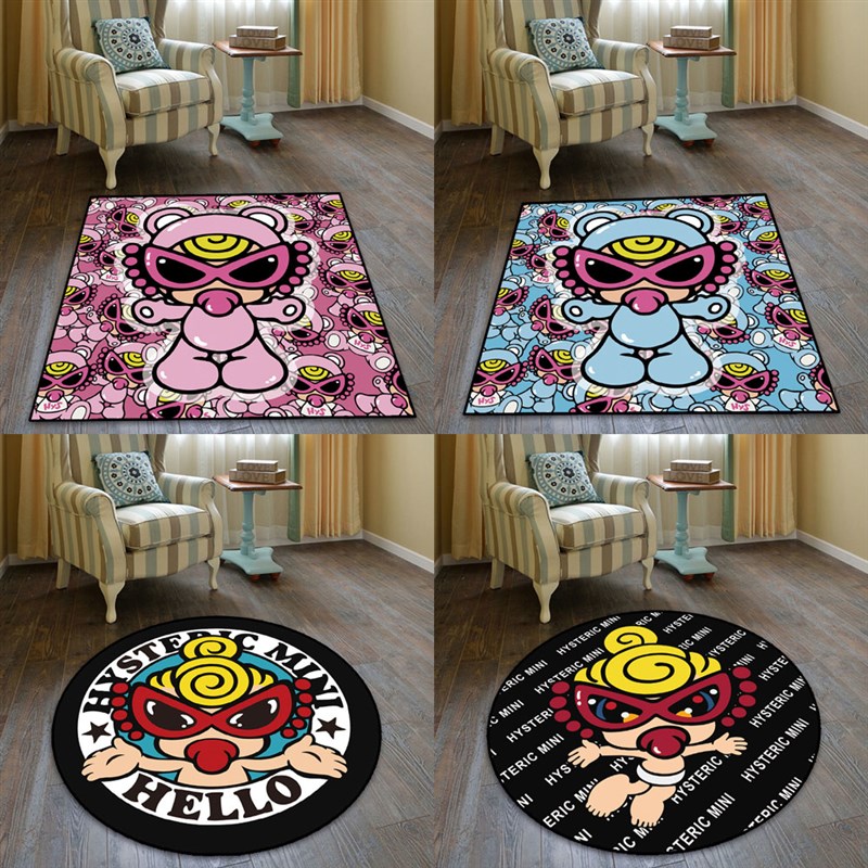 黑超奶嘴Hysteric mini 潮牌BB卧室防滑电脑椅方摇篮圆形地毯地垫