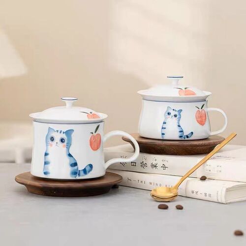 茶咖马克杯咖啡杯陶瓷茶分离室喝杯盖杯碟装