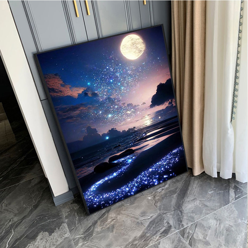 星空海边钻石画0卧室钻石贴十字绣唯美风景钻石画满钻手工,居家布艺,钻石绣,淘宝优惠券,粉丝福利购,淘宝优惠卷