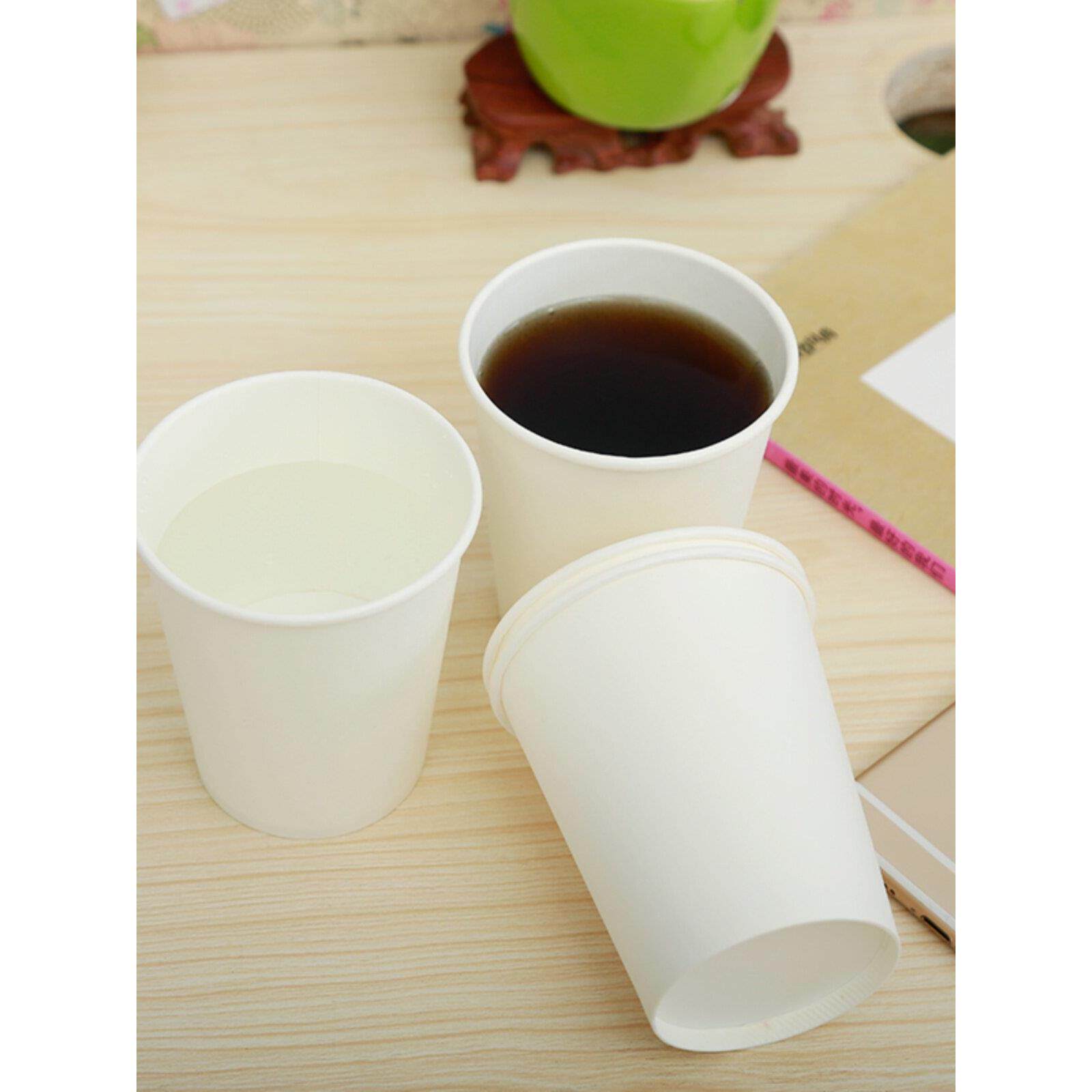特加厚一次性环保纸杯经济纯白皮250ml商务办公家庭茶水杯子400只