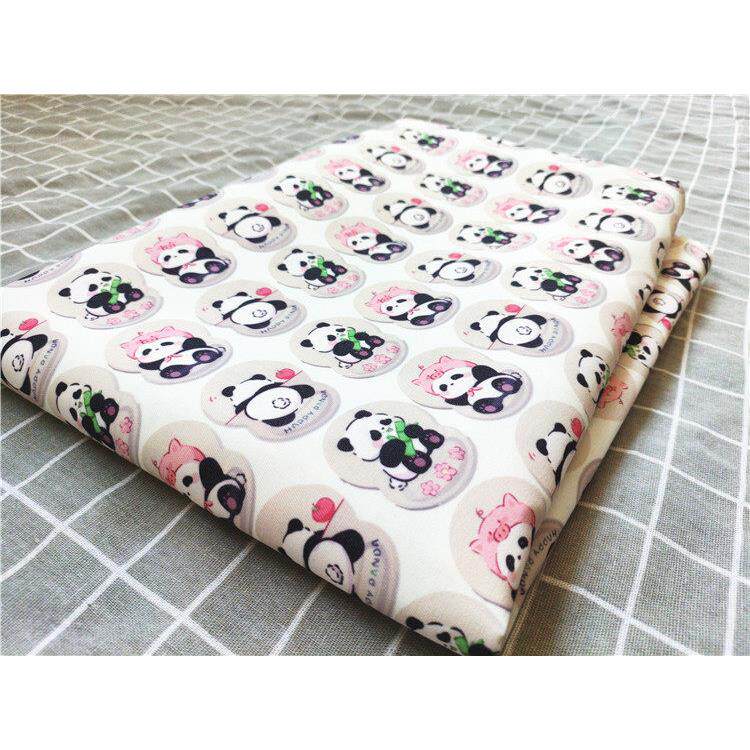 卡通布料细帆布印花手工diy面料沙发套布料包包宿舍桌布彩花熊猫