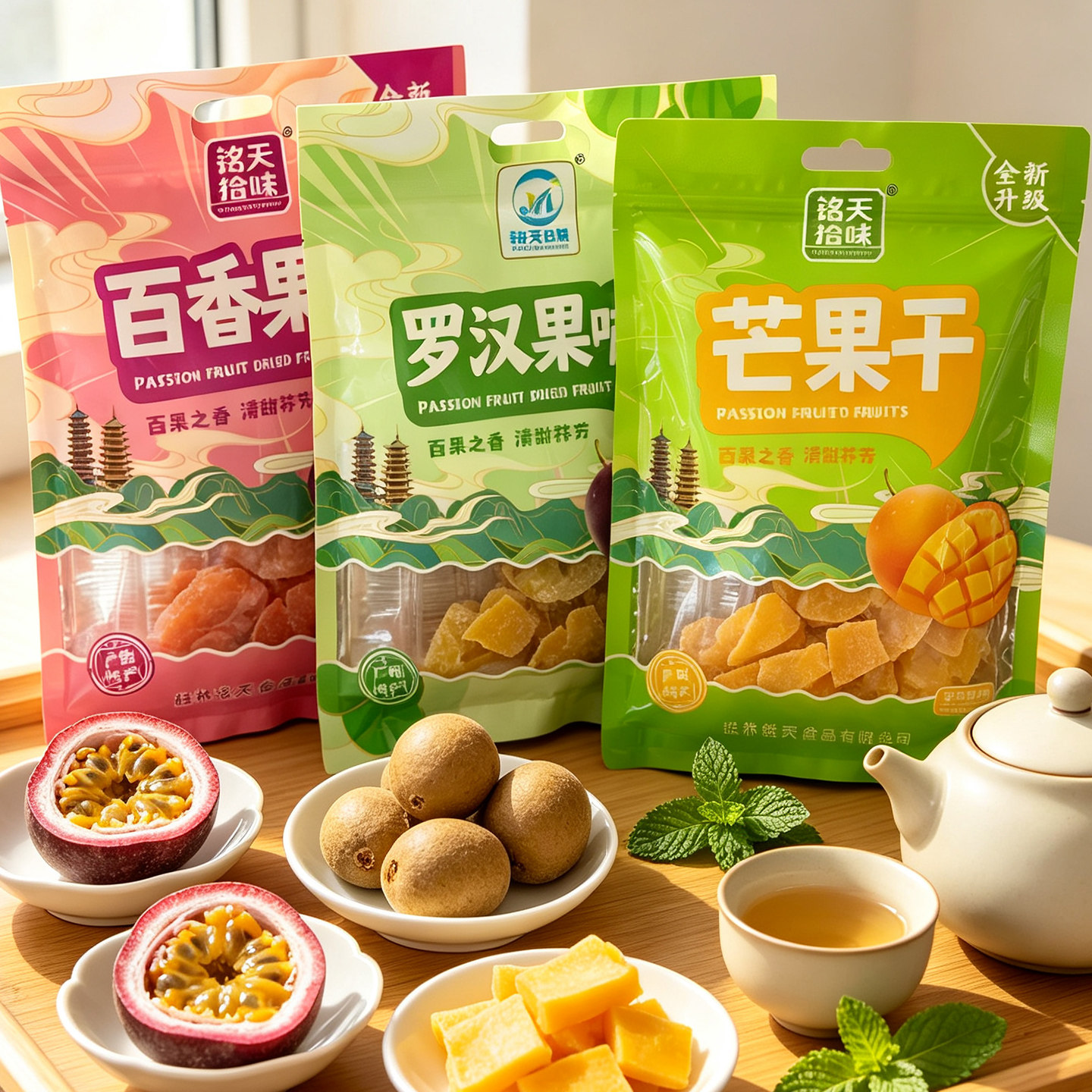 正宗广西特产百香果干果脯蜜饯原切芒果干零食小吃桂林罗汉果味片