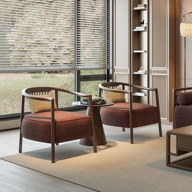 新中式实木洽谈桌椅组合