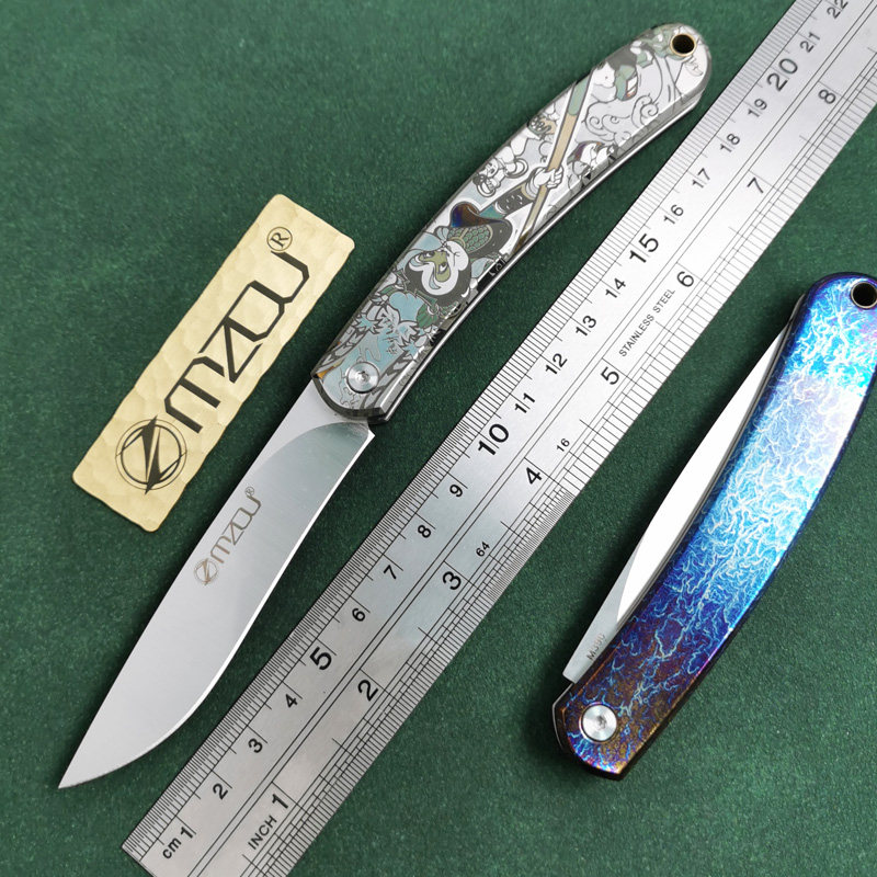 M390粉末钢折刀悟空雕刻高硬度锋利户外随身无锁口袋折叠小水果刀