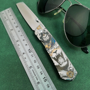 M390粉末钢折刀钛合金钟馗雕刻高硬度锋利口袋随身无锁折叠水果刀