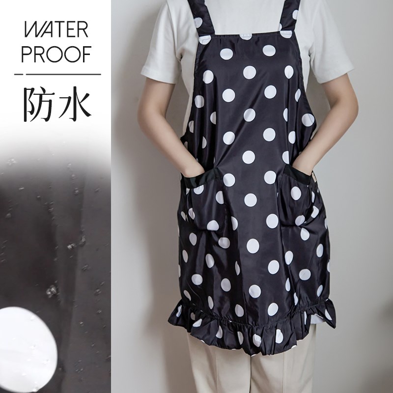 波点围裙夏季背轻盈薄油污游泳画画罩衣