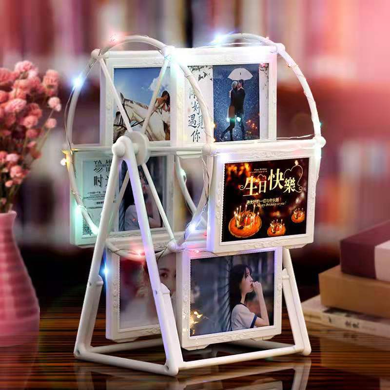 免费洗照片做成相框定制来图定做照片5寸创意摩天轮相框旋转摆台