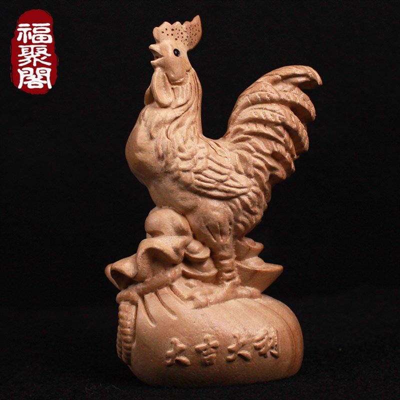 桃木公鸡鸡吉祥物工艺品招财木雕木质室