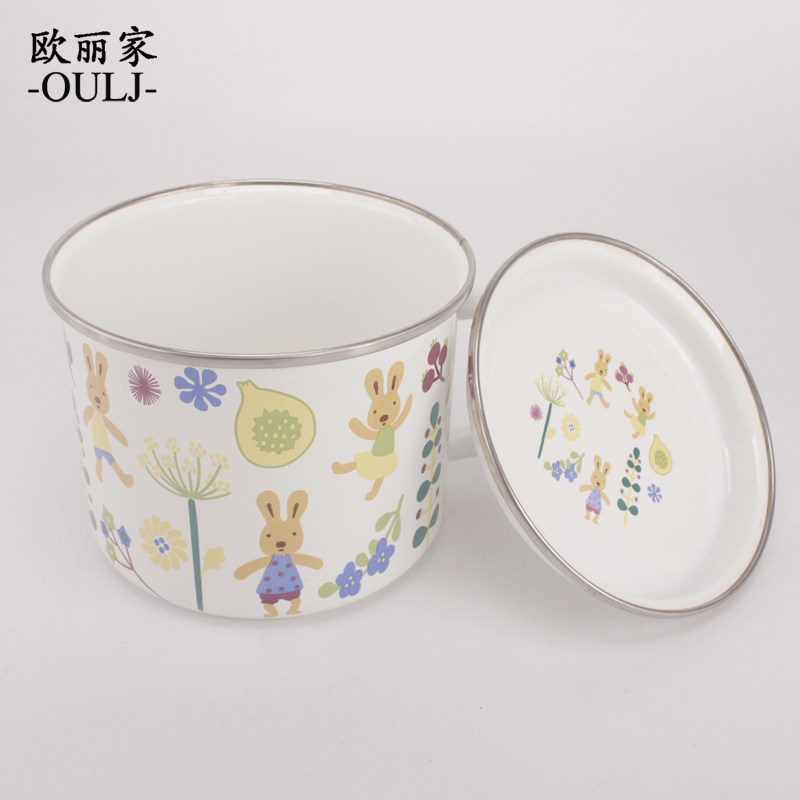 搪瓷快餐杯食品级泡面碗搪瓷杯盖可加热奶杯茶杯搪瓷缸