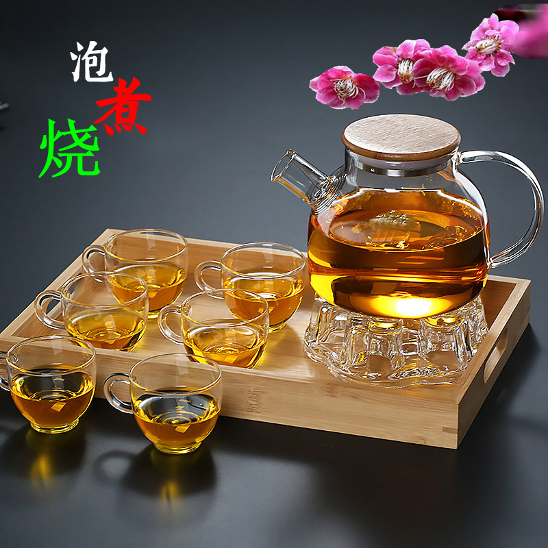 酒店玻璃壶泡茶壶煮茶装果花茶耐热髙硼硅号酒精茶具