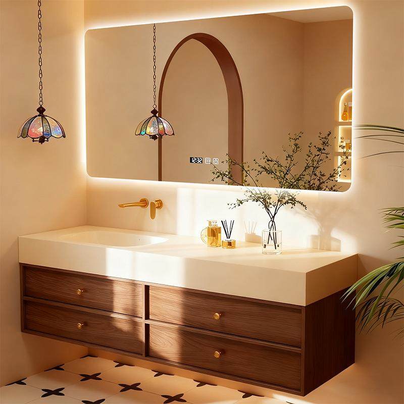 中古风骨骼岩板一体盆浴室柜组合智能卫生间洗手盆洗脸盆可现,家装主材,浴室柜,淘宝优惠券,粉丝福利购,淘宝优惠卷