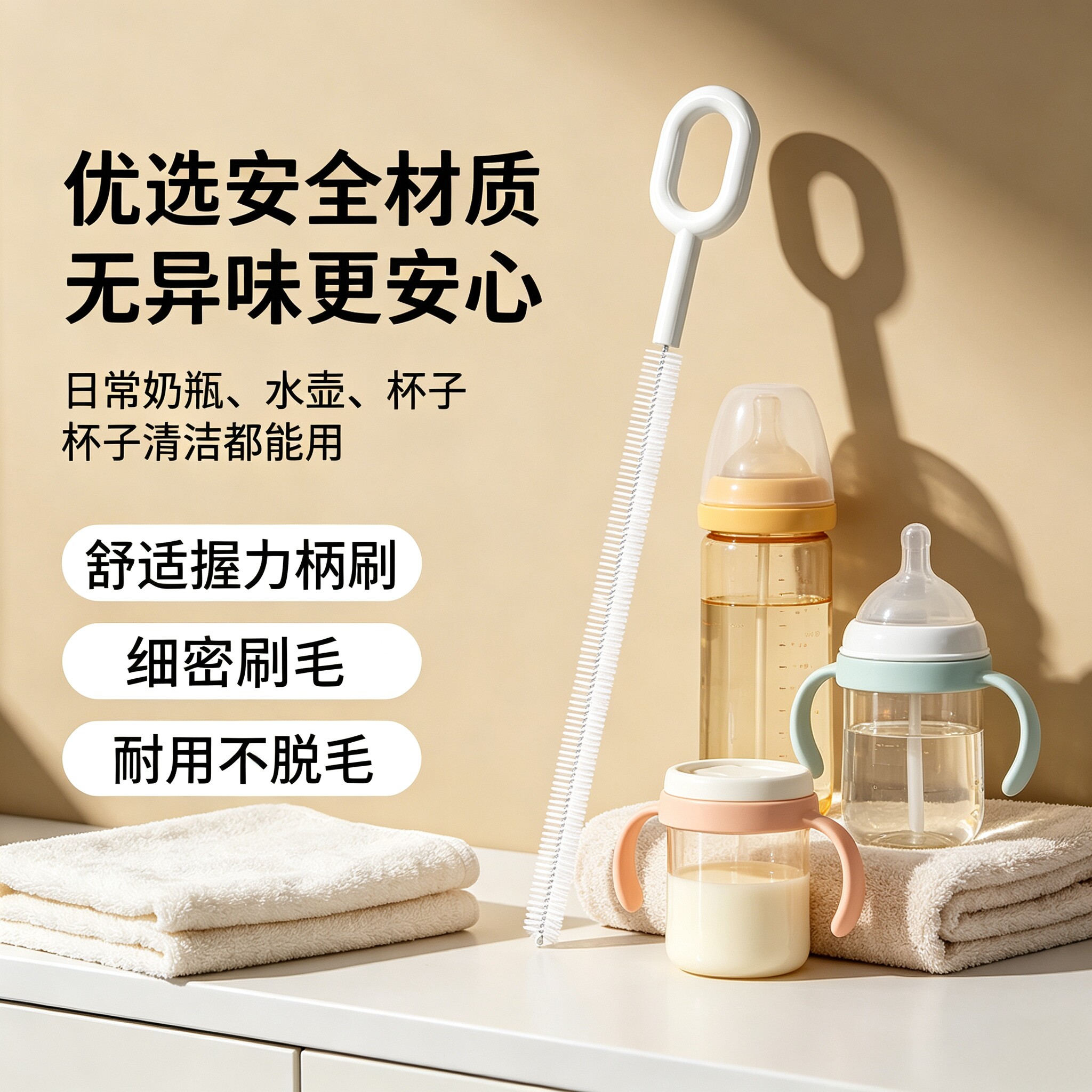 360净旋吸管刷儿童水壶清洁吸管杯深层咖啡杯加长管洗杯耐用防刮r