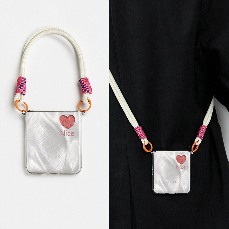 适用于荣耀magicvflip2手机壳新款小折叠屏荣耀magic v flip女斜挎带挂绳保护套全包防摔透明软壳高级感爱心