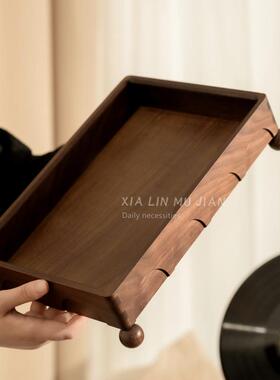 入门玄关钥匙置物架高级感落地进门口鞋柜上方放香水收纳托盘实木