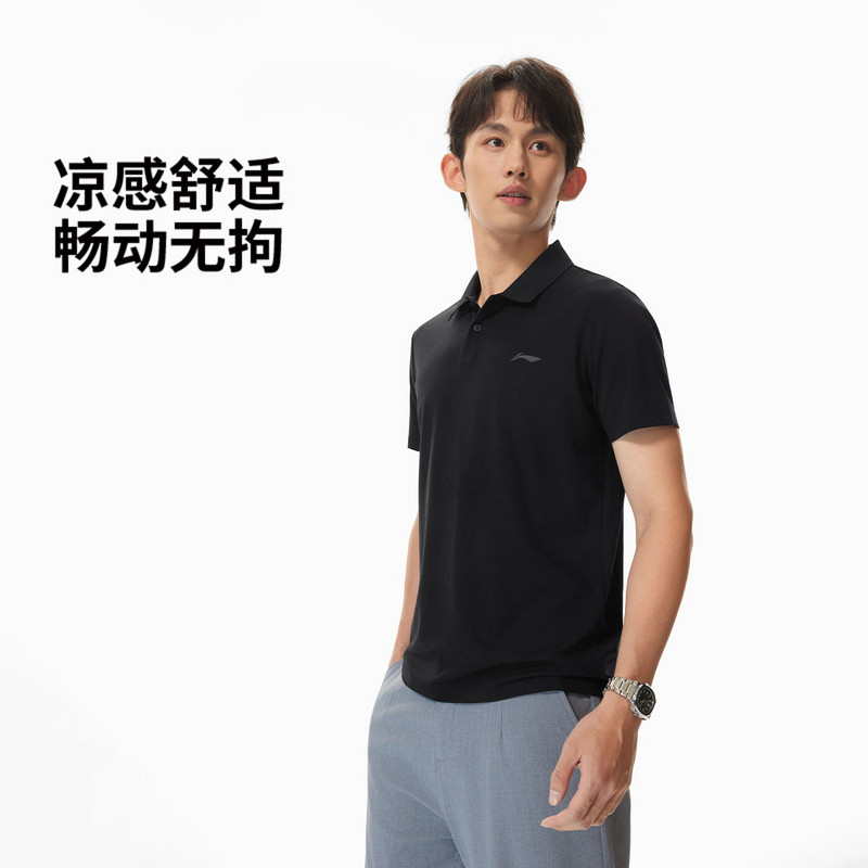 李宁男子速干防晒短袖POLO衫图片