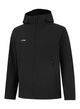 李宁运动风衣男子2025秋季新款加绒防泼水梭织连帽外套 AFDVF91