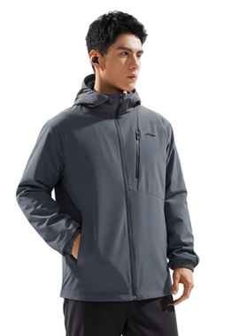 李宁防泼水运动风衣男子款亲肤透气简约休闲连帽运动外套 AFDW123