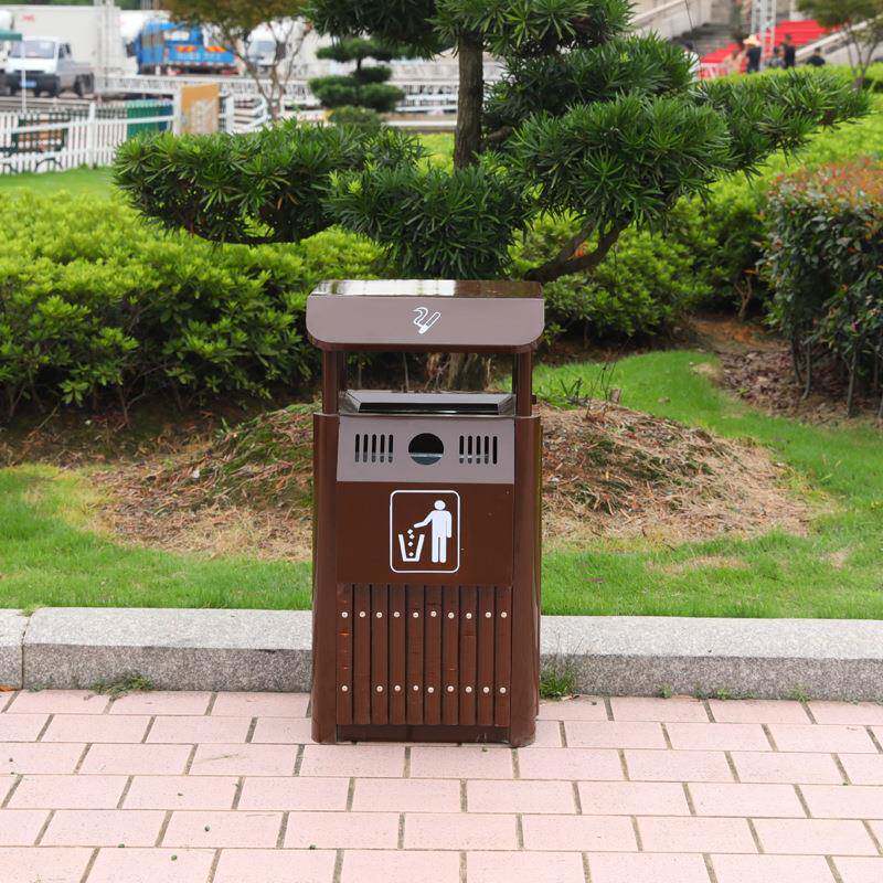 厂家户外钢木垃圾桶单桶小区公园垃圾箱垃圾分类箱