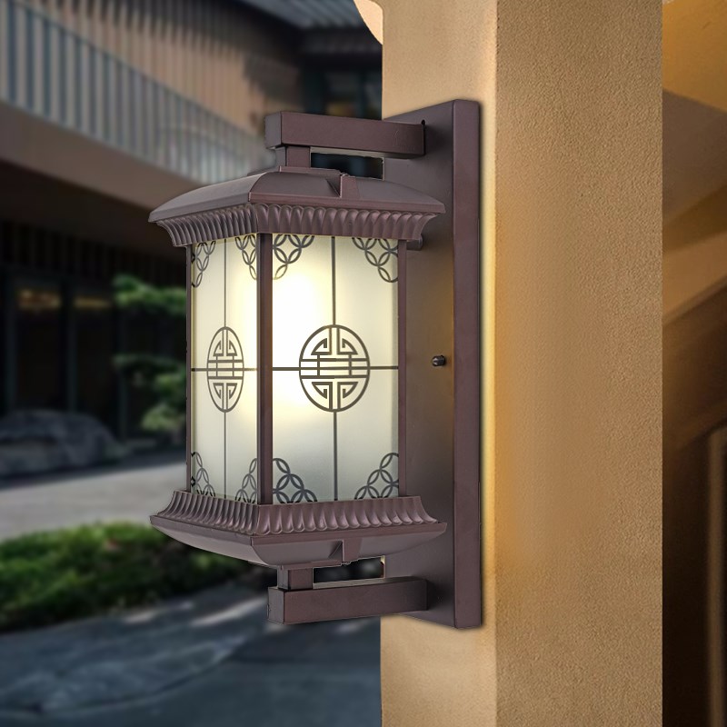 新中式太阳能户外灯防水室外壁灯复古墙灯别墅走廊花X园庭院阳台